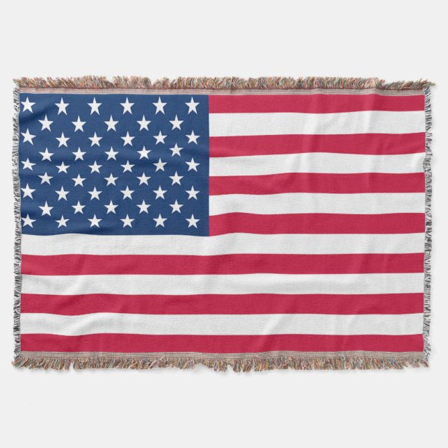 Couverture Drapeau Américain Jetée Blanche USA (Devant)