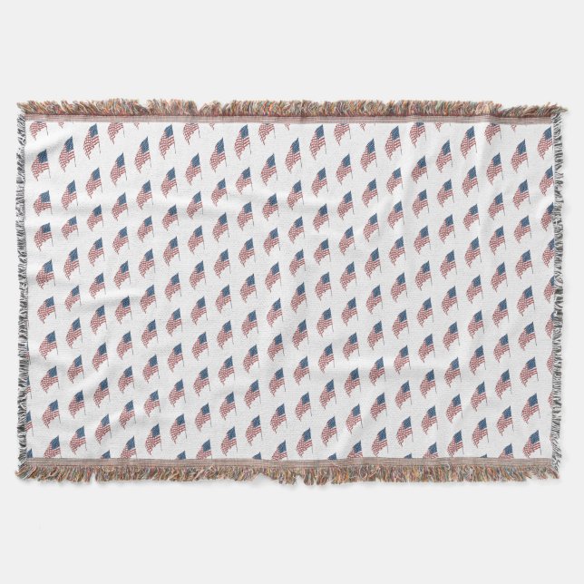 Couverture Drapeau américain patriotique vintage au vent (Devant)