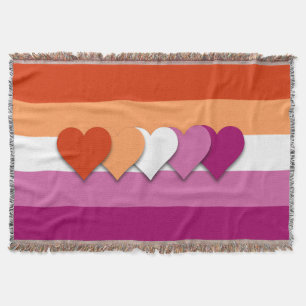 Couverture Drapeau de la fierté lesbienne avec le coeur jeter