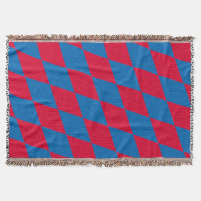 Couverture Drapeau diamant Bavière bleu et rouge Motif (Devant)