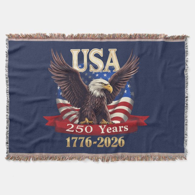 Couverture Drapeau USA 250e 1776-2026 aigle américain patriot (Devant)