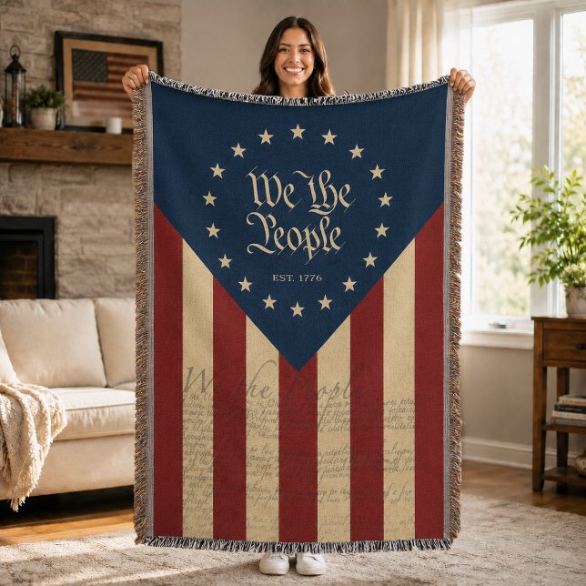 Couverture Drapeau vintage USA 250e anniversaire, Liberté pat (Vintage USA 250th Birthday Flag, Patriotic Freedom Throw Blanket)