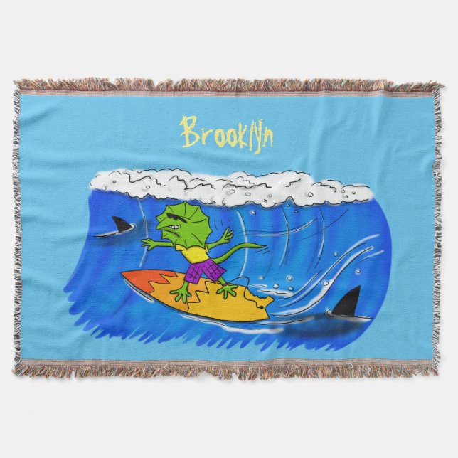 Couverture Drôle caricature de surf de lézard au cou (Devant)