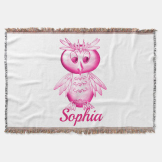 Couverture Drôle Chouette rose Enfants personnalisés