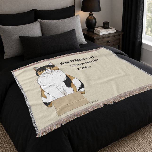 Couverture Drôle de boîte pour chat calico beige Humour de ca (Créateur téléchargé)
