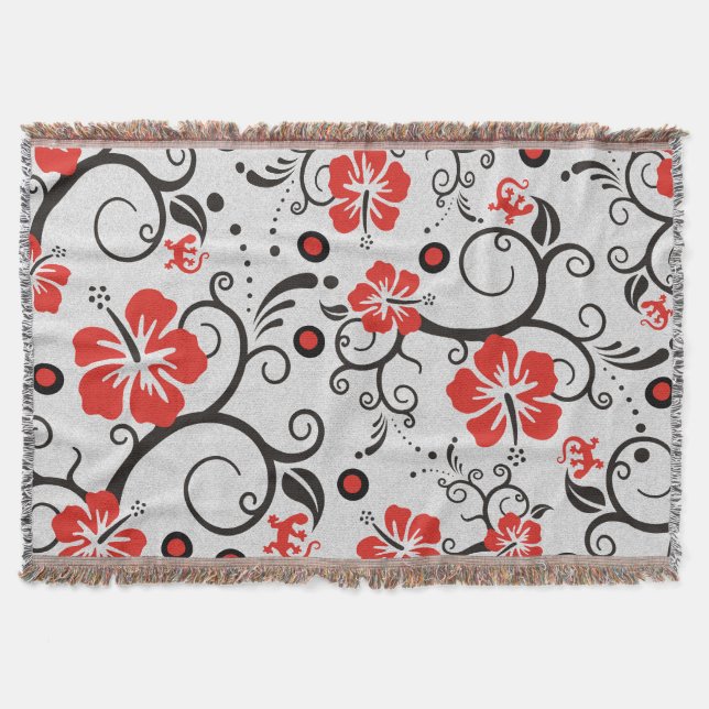 Couverture Drôle Motif de déco d'Hibiscus tropicaux (Devant)