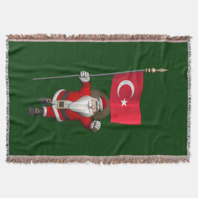 Couverture Drôle Père Noël Avec Drapeau De Turquie (Devant)