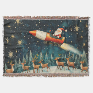 Couverture Drôle Père Noël Retro Noël Soir Jeter Blanche