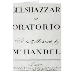 Couverture du score pour le Belshazzar par Handel