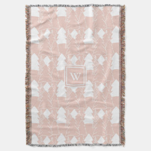 Couverture Dusty Pink Winter Wonderland avec Monogramme