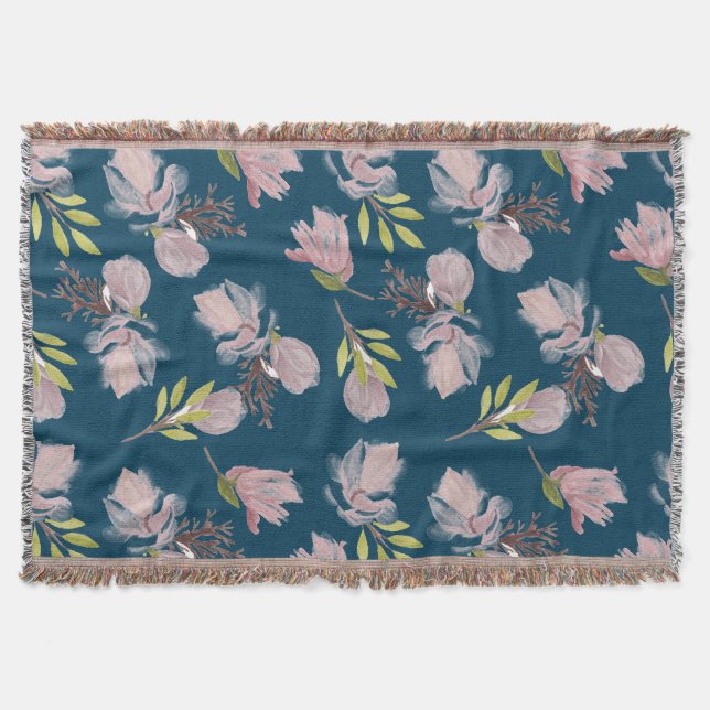 Couverture Eau bleu marine motif design floral moderne (Devant)