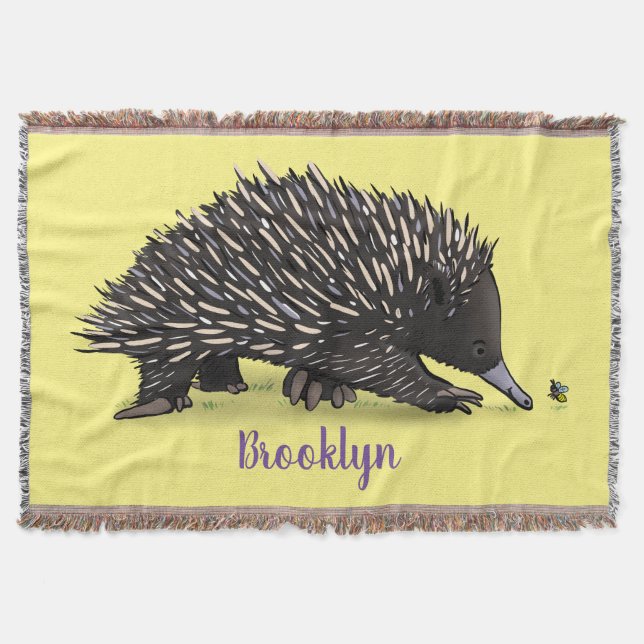 Couverture Echidna mignonne avec dessin animé d'abeille (Devant)