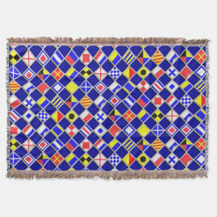 Couverture Effet 3D À damiers Nautique Drapeaux Motif