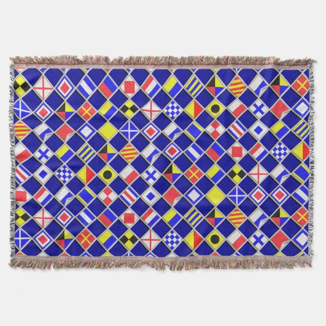 Couverture Effet 3D À damiers Nautique Drapeaux Motif (Devant)