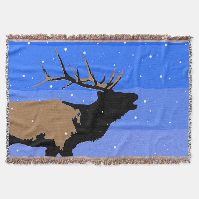 Couverture Élan Bugling en Hiver - Art Animalier Original (Devant)