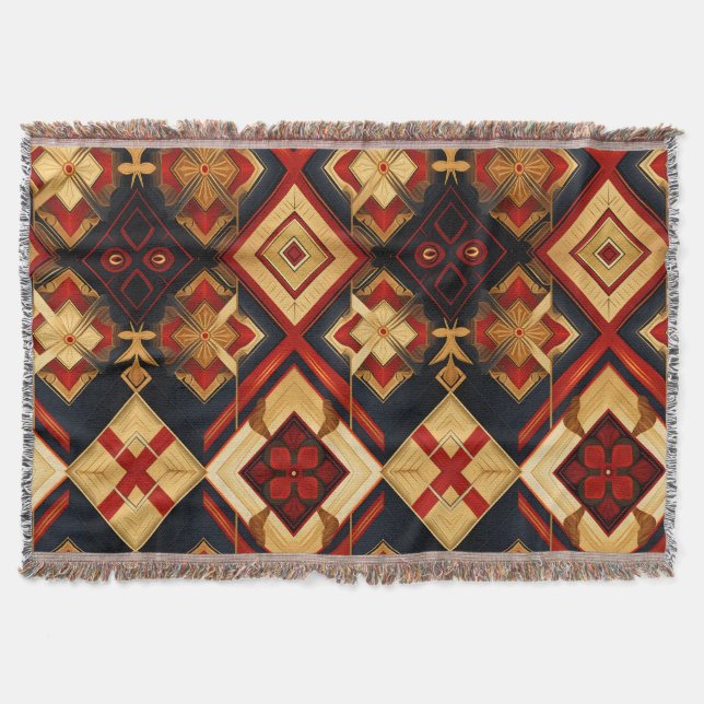 Couverture Elégance géométrique Motif sans couture Rouge Or N (Devant)