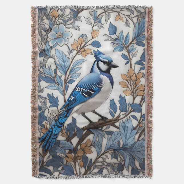 Couverture Elégant Blue Jay William Morris inspiré (devant Vertical)
