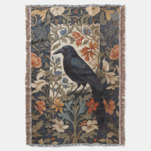 Couverture Elégant corbeau noir William Morris Inspiré Floral