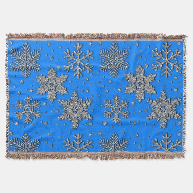 Couverture Élégant flocons d'argent bleu (Devant)