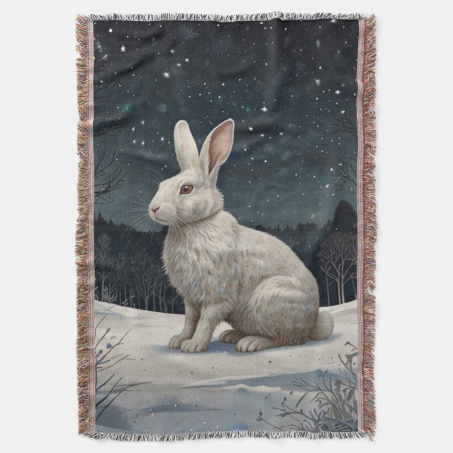 Couverture Elégant lapin blanc Noël forêt enneigée (devant Vertical)
