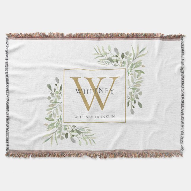 Couverture Élégant Monogramme de Luxe Floral Moderne (Devant)