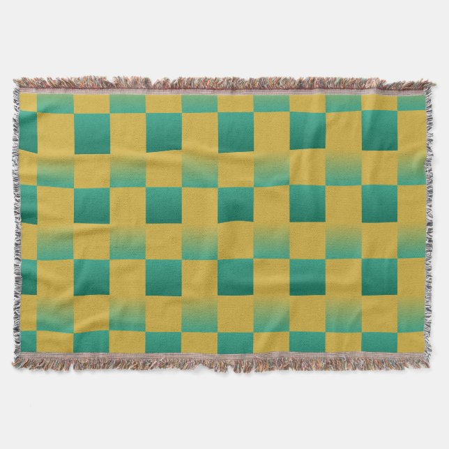 Couverture Élégant motif à damiers en vert et or (Devant)