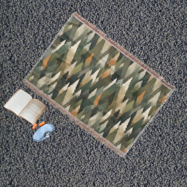 Couverture Élégant Motif d'arbre à pin | Forêt rustique (Créateur téléchargé)