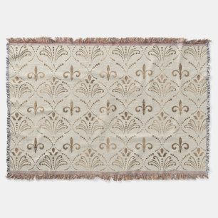 Couverture Élégant motif Fleur de lis - or pastel
