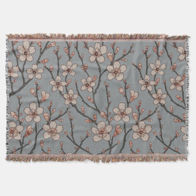 Couverture Élégant Motif Fleur rose Douce Fleur Fleur de Ceri (Devant)