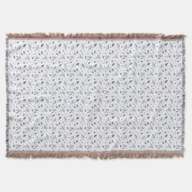 Couverture Élégant motif floral bleu foncé et blanc (Devant)