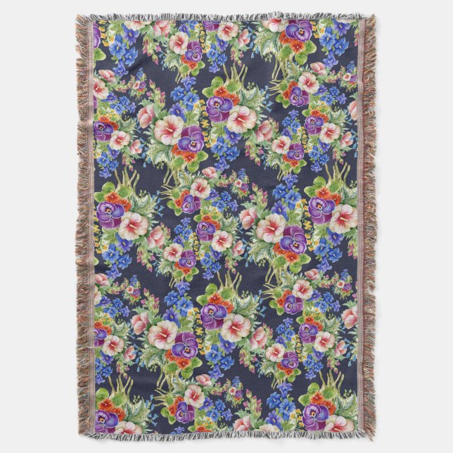 Couverture Élégant motif floral rose jaune bleu feuillage (devant Vertical)