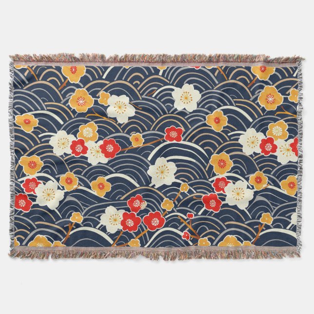 Couverture Élégant Motif sans couture en fleur de cerisier (1 (Devant)