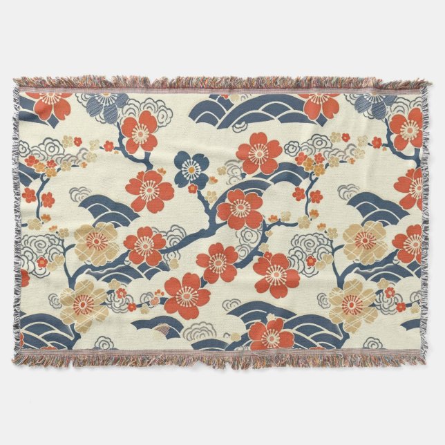 Couverture Élégant Motif sans couture en fleur de cerisier (1 (Devant)