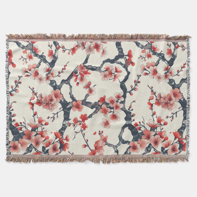 Couverture Élégant Motif sans couture en fleur de cerisier (1 (Devant)