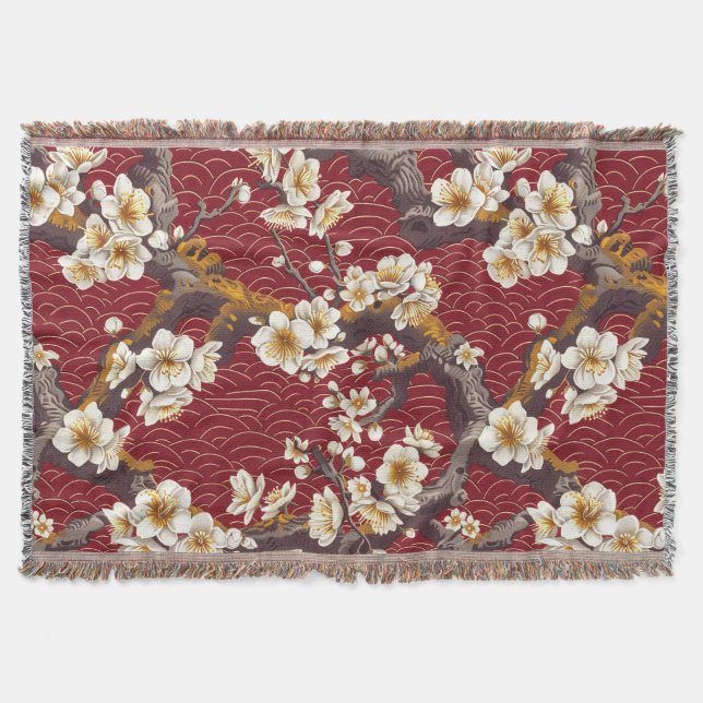 Couverture Élégant Motif sans couture en fleur de cerisier (1 (Devant)
