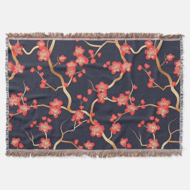 Couverture Élégant Motif sans couture en fleur de cerisier (3 (Devant)