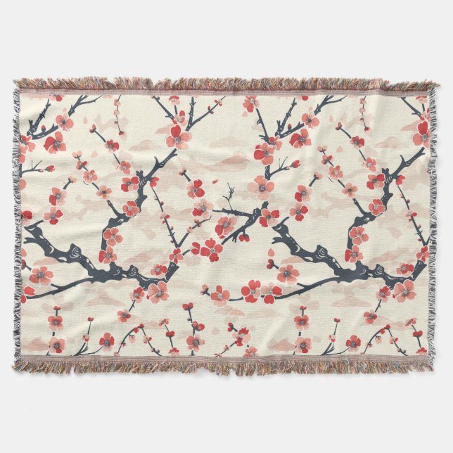 Couverture Élégant Motif sans couture en fleur de cerisier (5 (Devant)
