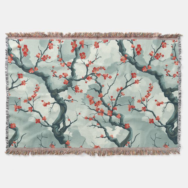 Couverture Élégant Motif sans couture en fleur de cerisier (7 (Devant)