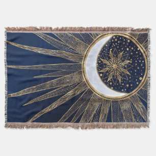Couverture Elégant or & Blue Sun Moon Mandala Doodles Art