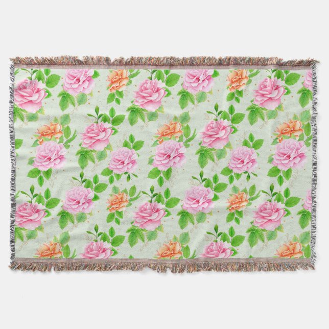 Couverture Élégant Roses floraux avec Motif Feuille-23670 (Devant)