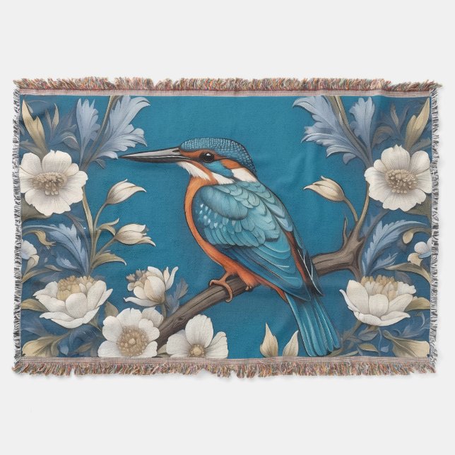 Couverture Élégant turquoise Kingfisher Bird Floral (Devant)