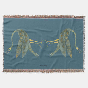 Couverture Elégante aquarelle grue dansante sur ardoise bleu