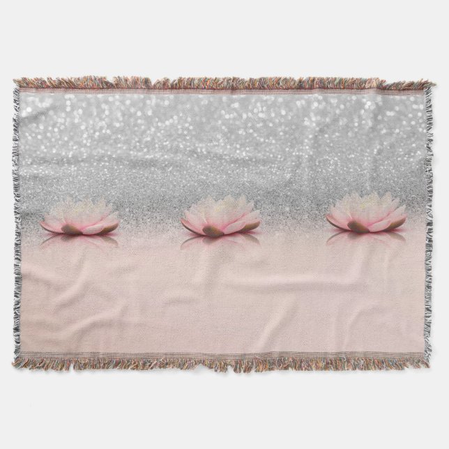 Couverture Élégante Tendance Féminine, Lotus Paillettes Argen (Devant)