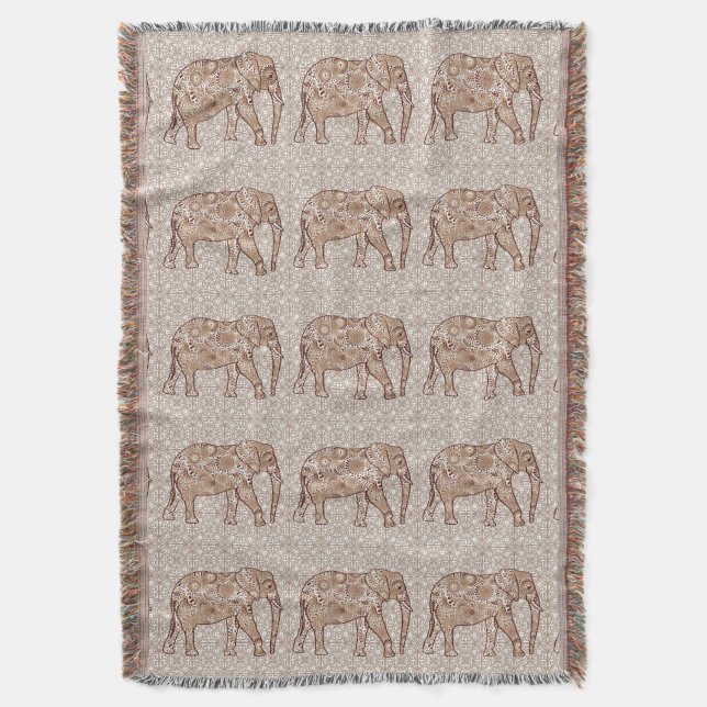 Couverture Éléphale tourbillon fractal - marron et taupe (devant Vertical)