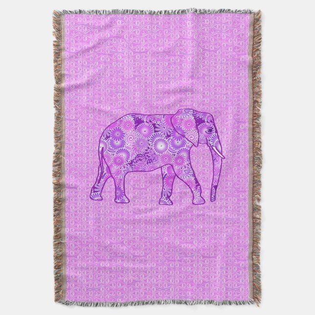 Couverture Éléphant en spirale fractale - violet et orchidée (devant Vertical)