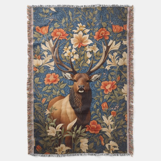 Couverture Elk élégant William Morris Inspiré Floral (devant Vertical)