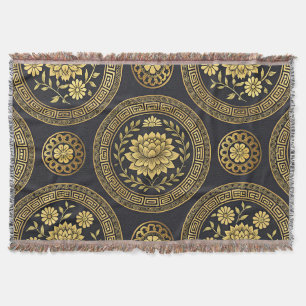 Couverture Emblème de Lotus Mandala Or Luxueux