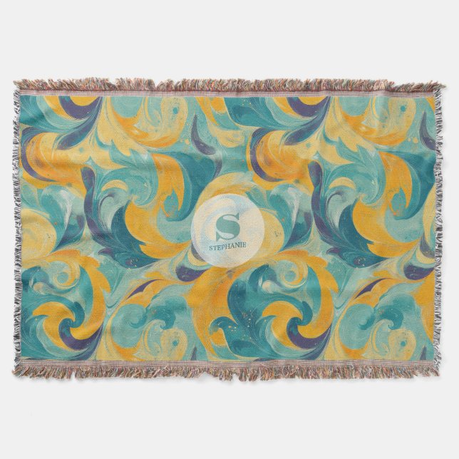 Couverture Emerald Green et Gold Paisley Abstrait inspiré (Devant)