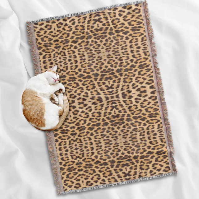 Couverture empreinte de léopard de mode de safari sauvage (girly chic wild safari fashion leopard print throw blanket)
