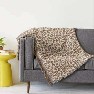 Couverture Empreinte de léopard de neige, beige, tan et crè
